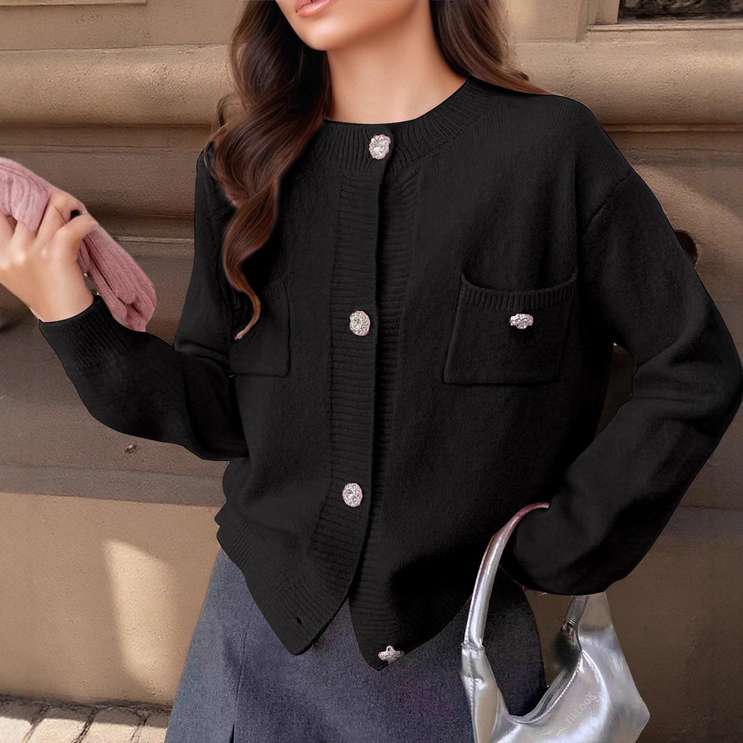 Women's Cardigan Wool Blend Generous Cut