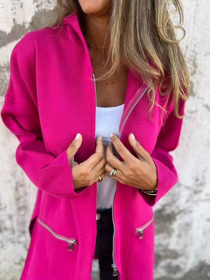 Women's Long Winter Jacket With Side Zipper