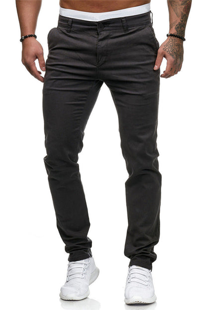 Men's Slim-Fit Chino Trousers Elegant Comfortable
