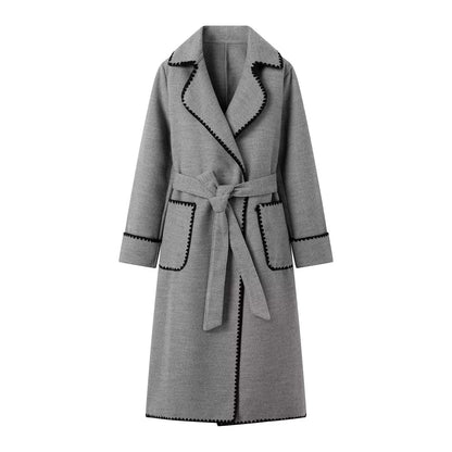 Women's Transitional Jacket Elegant Belt Luxury Pockets