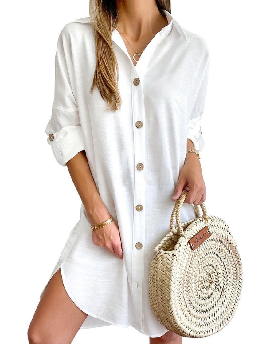 Women's Blouse Dress Elegant Button Details