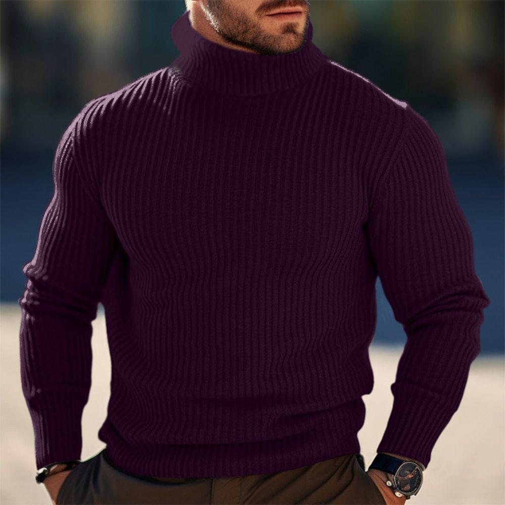 Men's Sweater Knit Modern Stand-Up Collar Design