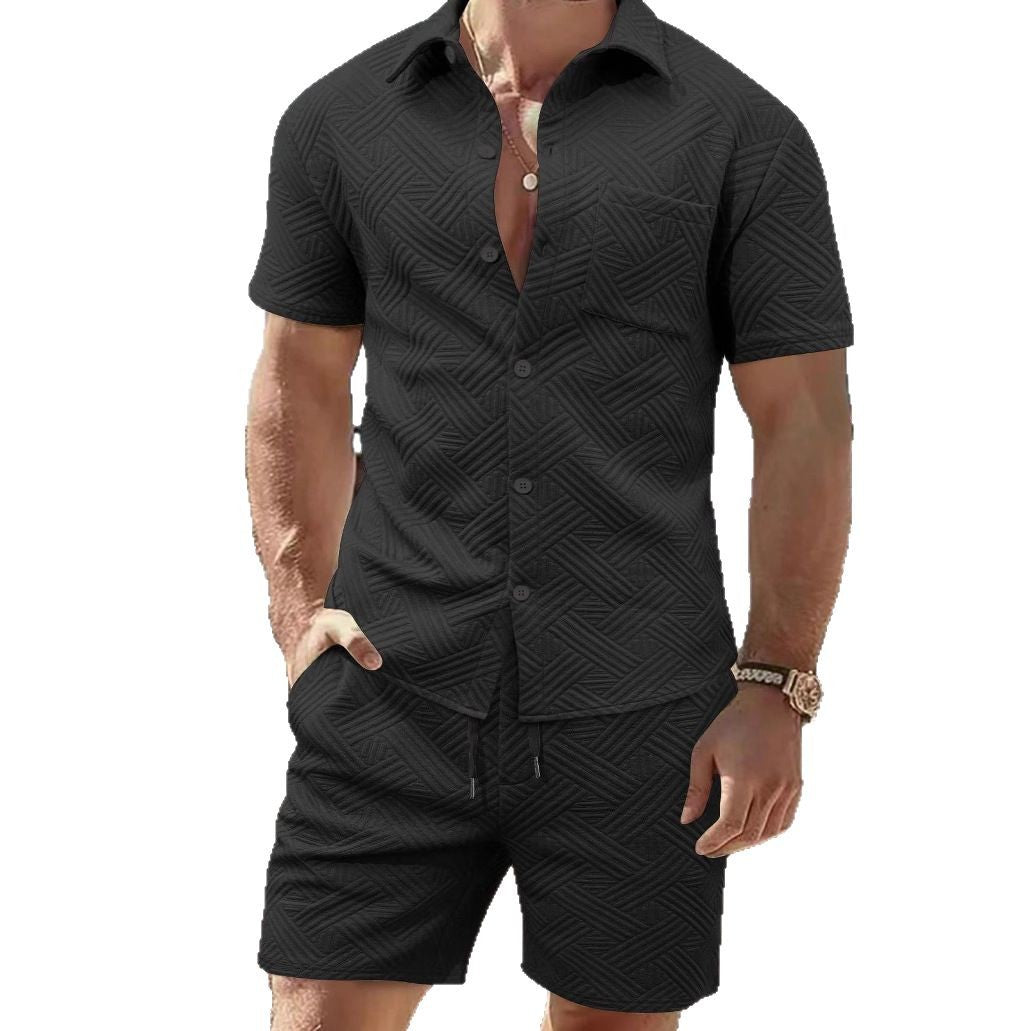 Men's Short Sleeve Shirt and Shorts Set Summer Modern Design