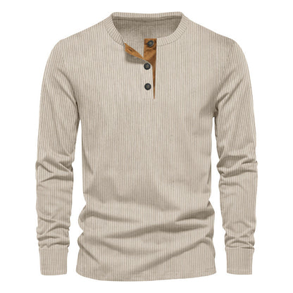 Men's Long-Sleeve Shirt Textured Surface Decorative Buttons
