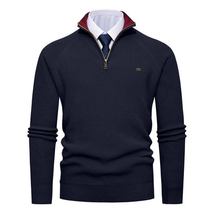 Men's Elegant Stand-Up Collar Zipper Knitted Sweater