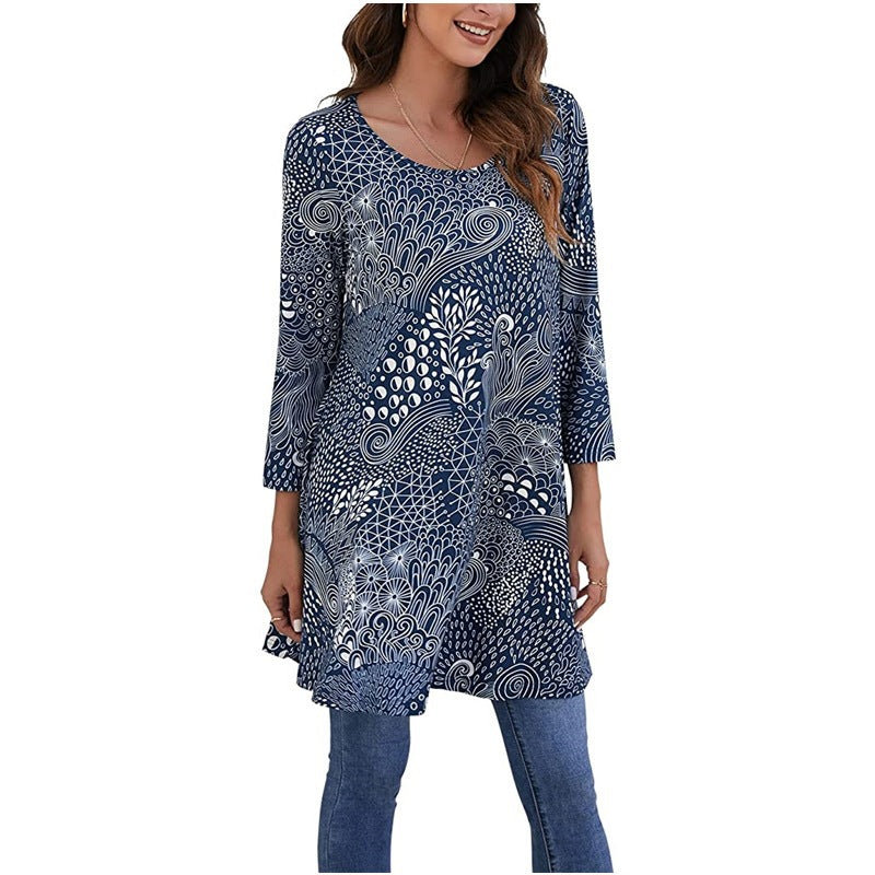 Women's Tunic Mandala Print Summer Dress Elegant