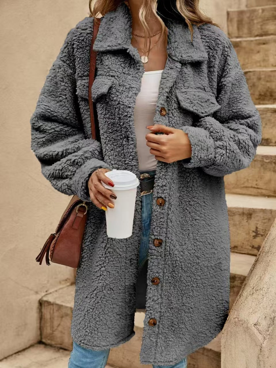 Soft Sherpa Coat Plus Size