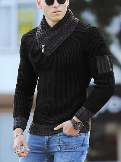 Men's Knitted Jumper Modern Collar Zip
