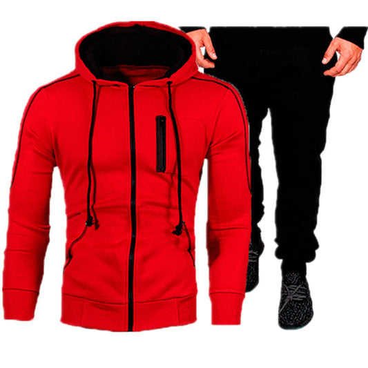 Herren Sport Outfit Kapuzenjacke Jogginghose Set - IdealeKleiden