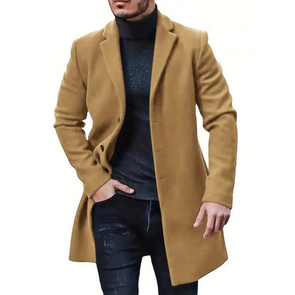 Men's Wool Coat Slim Fit Elegant Black