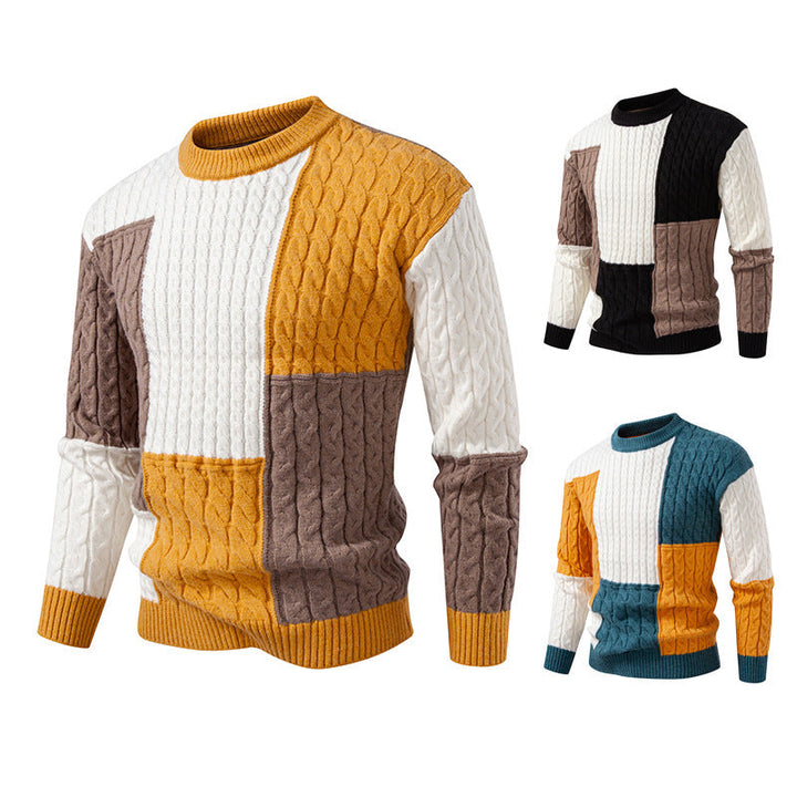 Modischer Herren Pullover Farbblock Design - IdealeKleiden