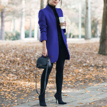 Fitted Women's Wool Blend Knee-Length Elegant Coat