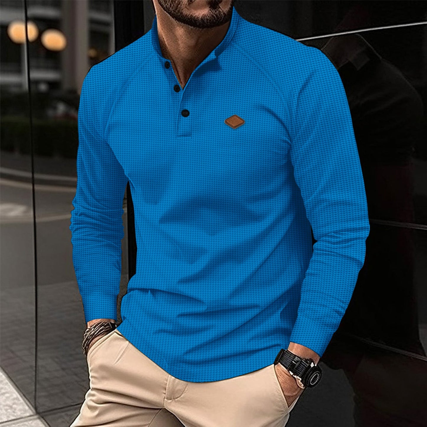 Men's Long-Sleeved Shirt Elegant Pattern Modern Collar