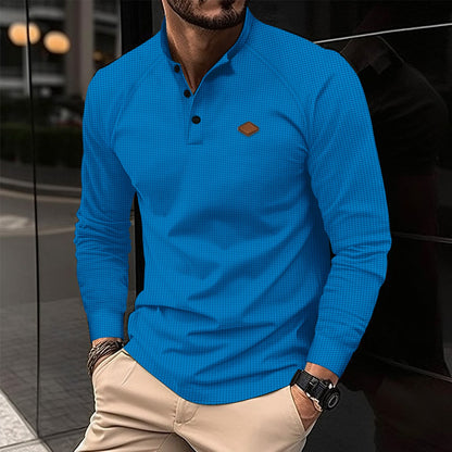 Men's Long-Sleeved Shirt Elegant Pattern Modern Collar