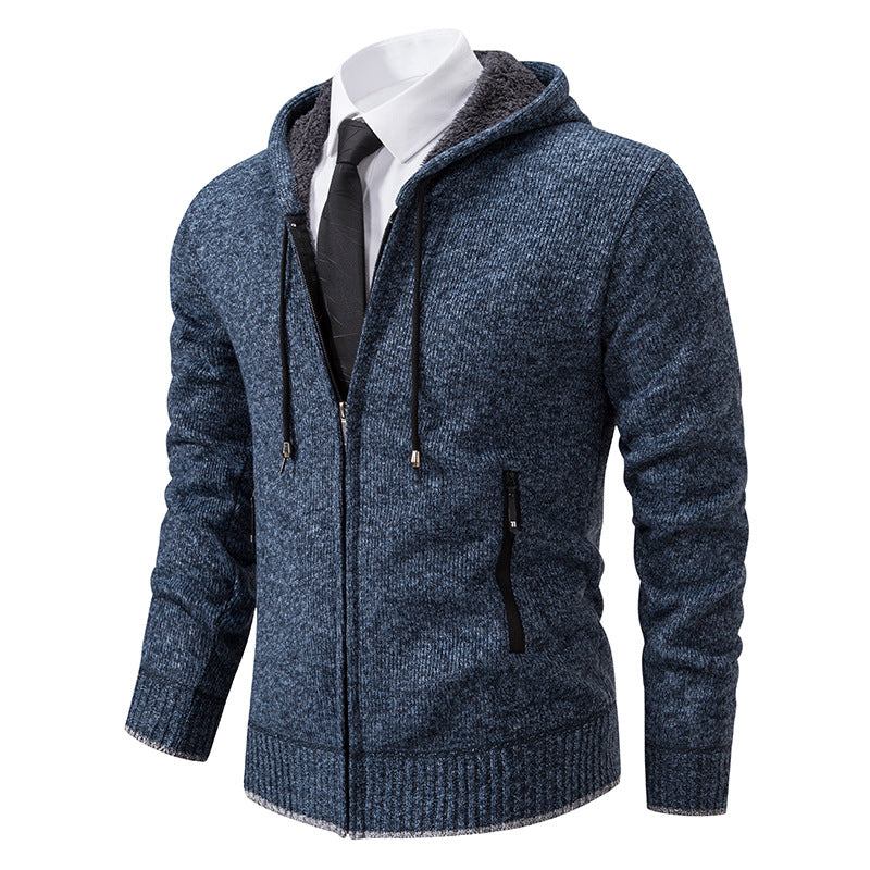 Herren Strickjacke Kapuze Weich Futter Winter