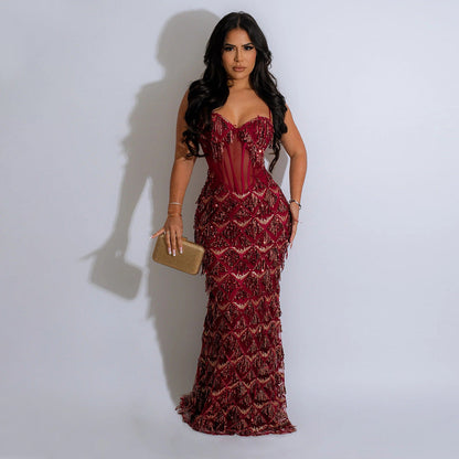 Women's Evening Dress Elegant Crystal Embellishment