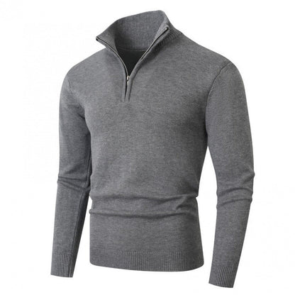 Fashionable Men's Knitted Pullover Zipper Collar