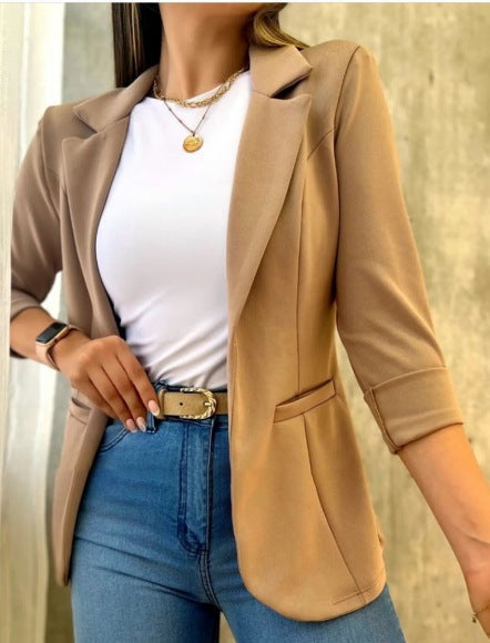 Women's Blazer Elegant Tailored Fit Long Sleeves