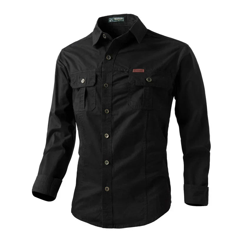 Outdoor Long-Sleeve Shirt with Chest Pockets, Functional