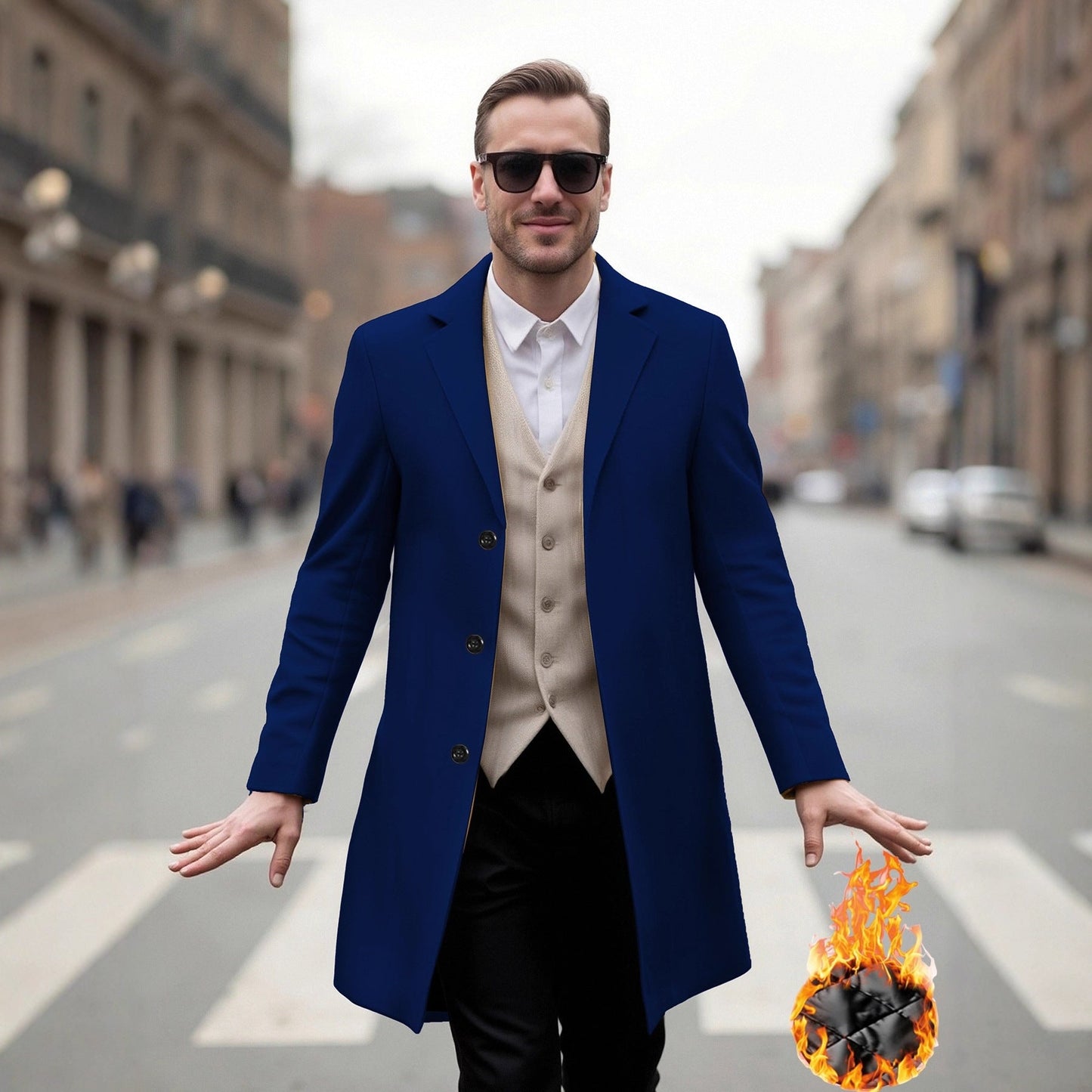 Herren Langmantel Elegant Moderner Schnitt - IdealeKleiden