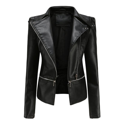 Women's Leather Jacket Biker Style Asymmetrical