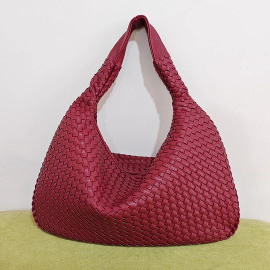 Woven Shopping Bag Red Chic
