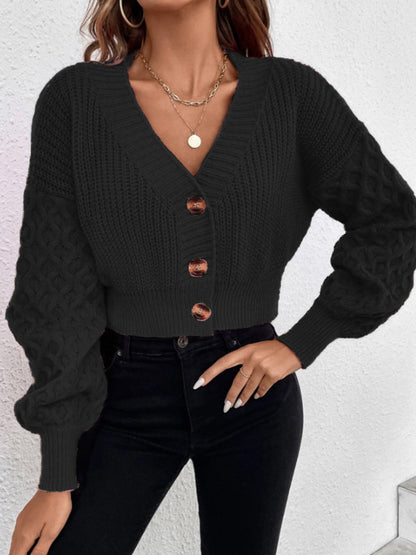 Damen Strickjacke Kabelmuster Elegant Schnitt