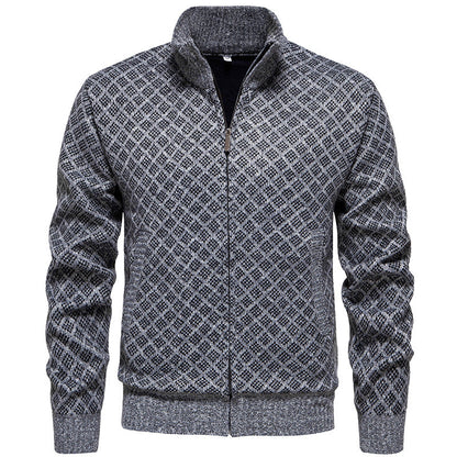 Men's Modern Plaid Cardigan Zipper