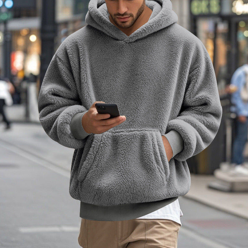 Men's Large Fleece Hoodie Comfortable Modern Kangaroo Pocket