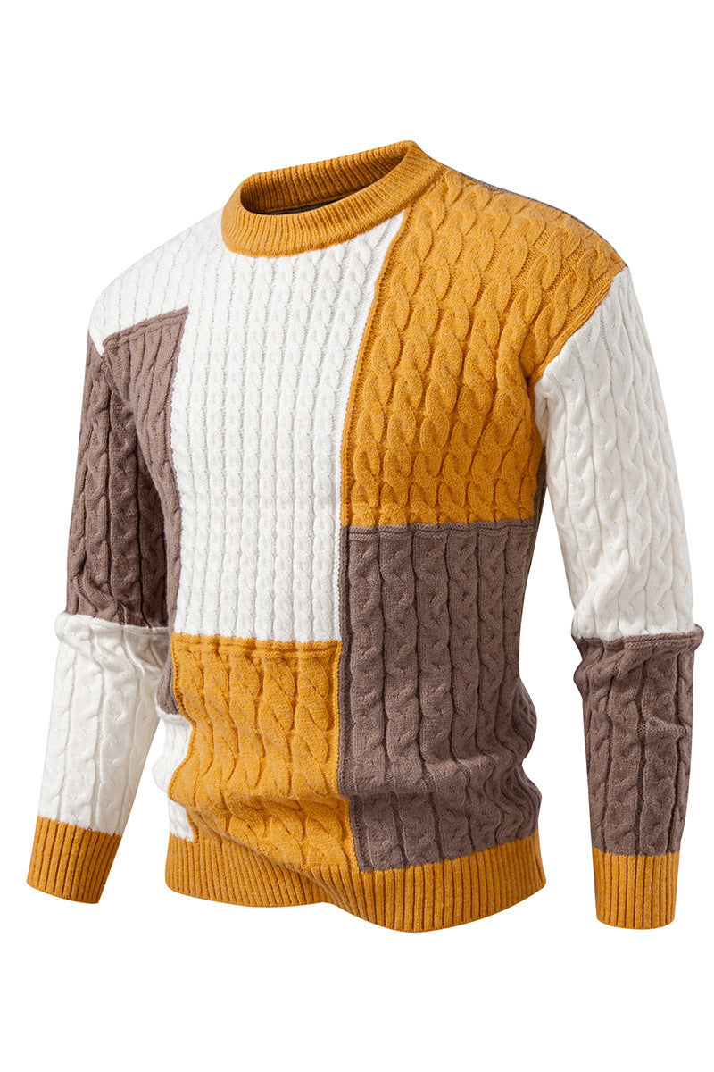 Stylish Men's Pullover Color Block Design