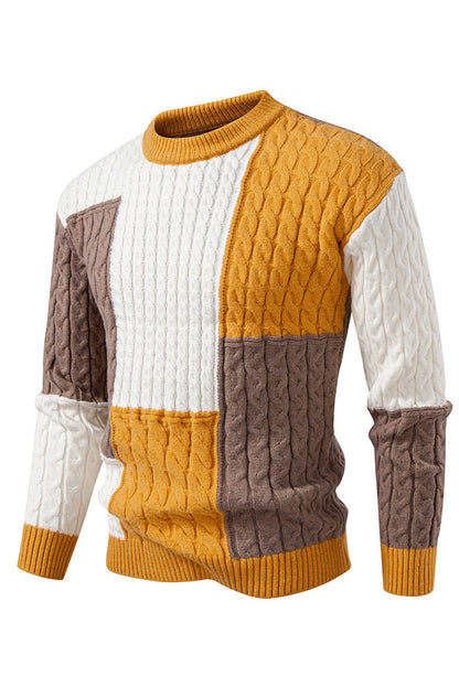 Stylish Men's Pullover Color Block Design