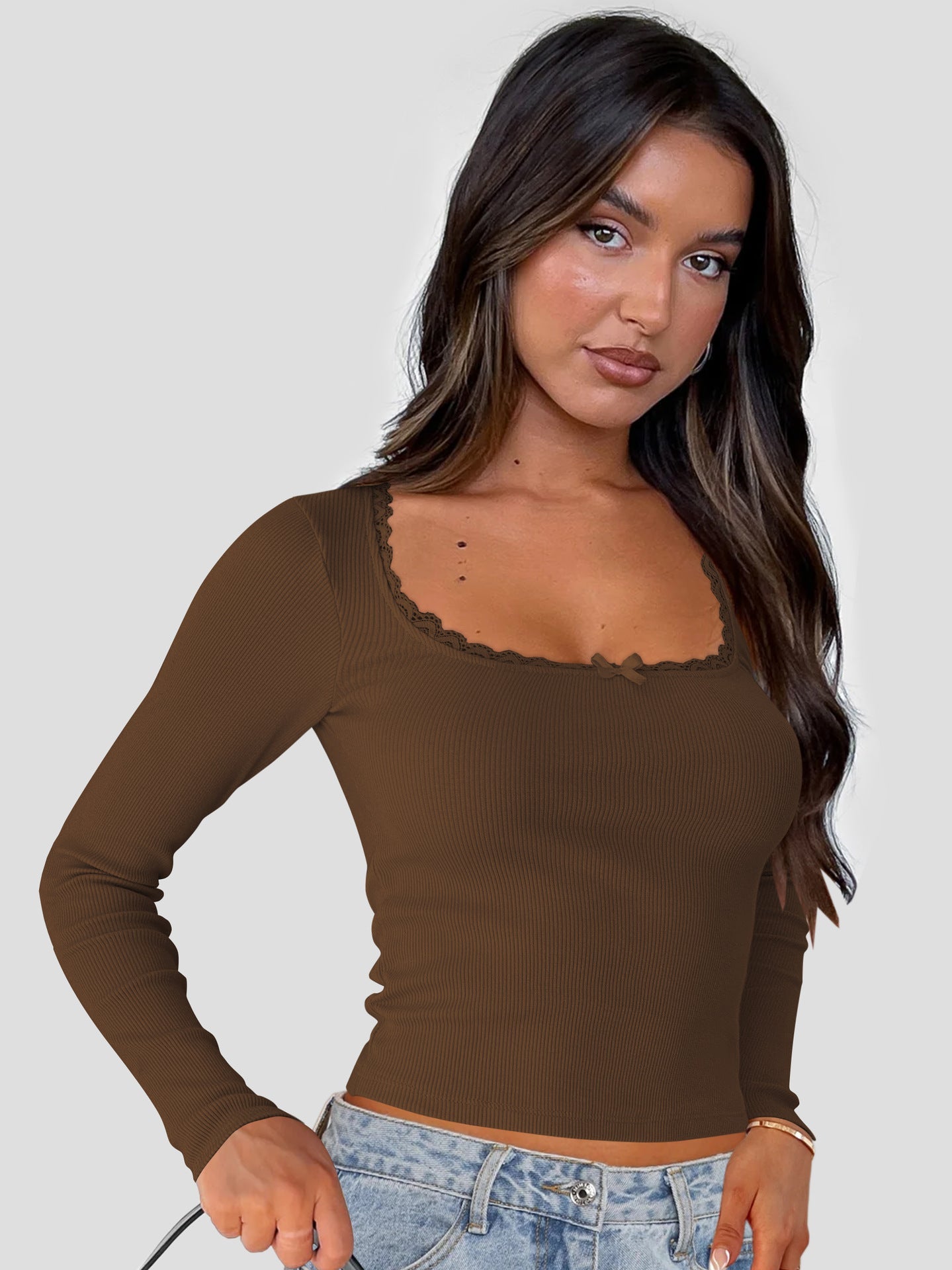 Women's Long Sleeve Lace Elegant Top