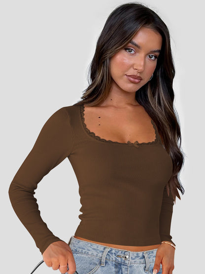 Women's Long Sleeve Lace Elegant Top