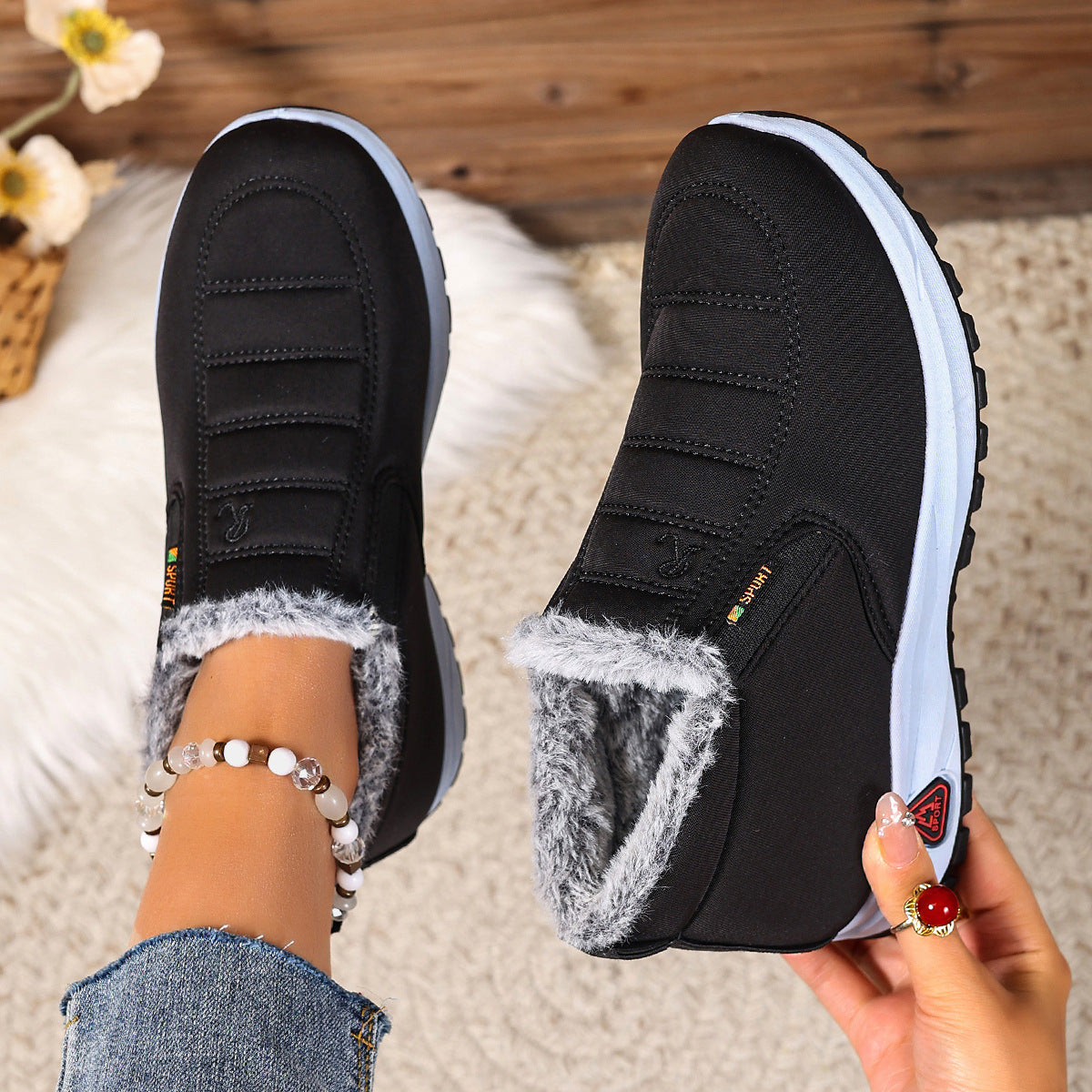 Women's Winter Sneakers Warm Lined Non-slip