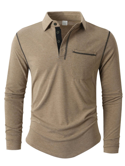 Men's Long-Sleeve Polo Shirt Elegant Sporty