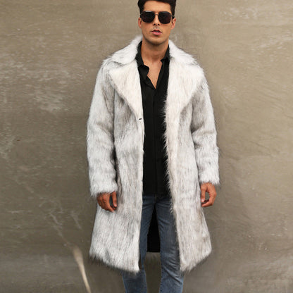 Men's Faux Fur Coat Modern Style Wide Collar