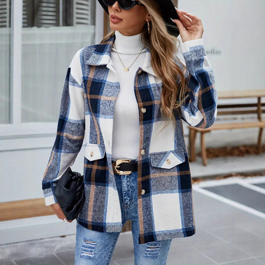 Damen Karo Overshirt Chic Übergröße - IdealeKleiden