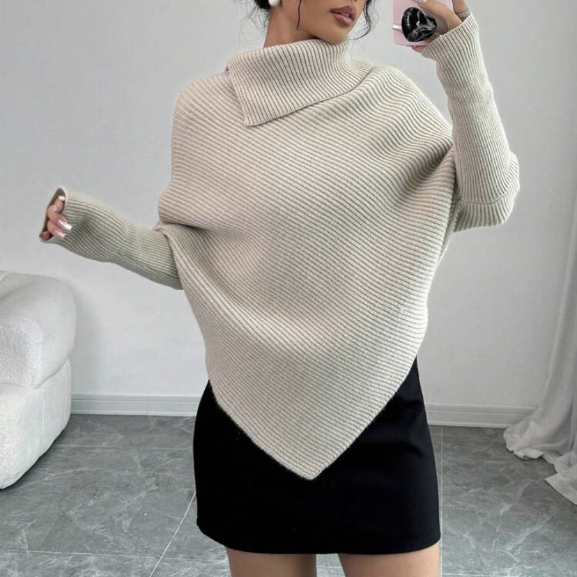 Damen Oversized Pullover Großzügig Asymmetrisch - IdealeKleiden