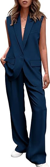 Women's Elegant Business Suit Short Sleeve Tops and Pants