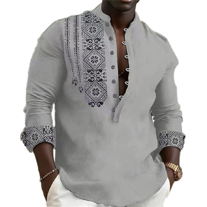 Men's Long-Sleeve Shirt Ethnic Style Modern