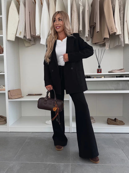 Oversized Wool Blend Double-Breasted Blazer