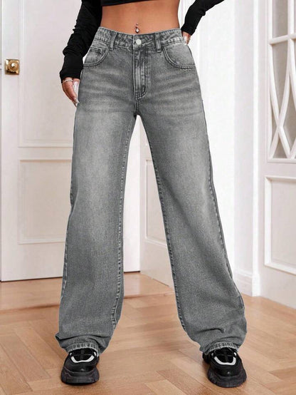 Women's High-Waist Relaxed Fit Used-Look Jeans
