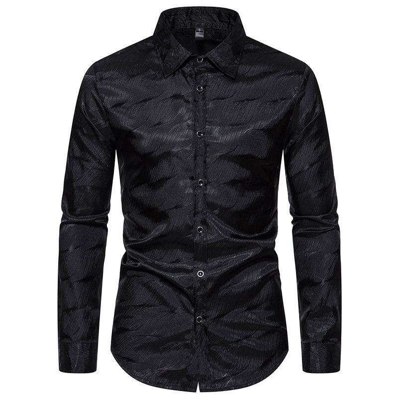 Men's Elegant Wave Pattern Long Sleeve Shirt