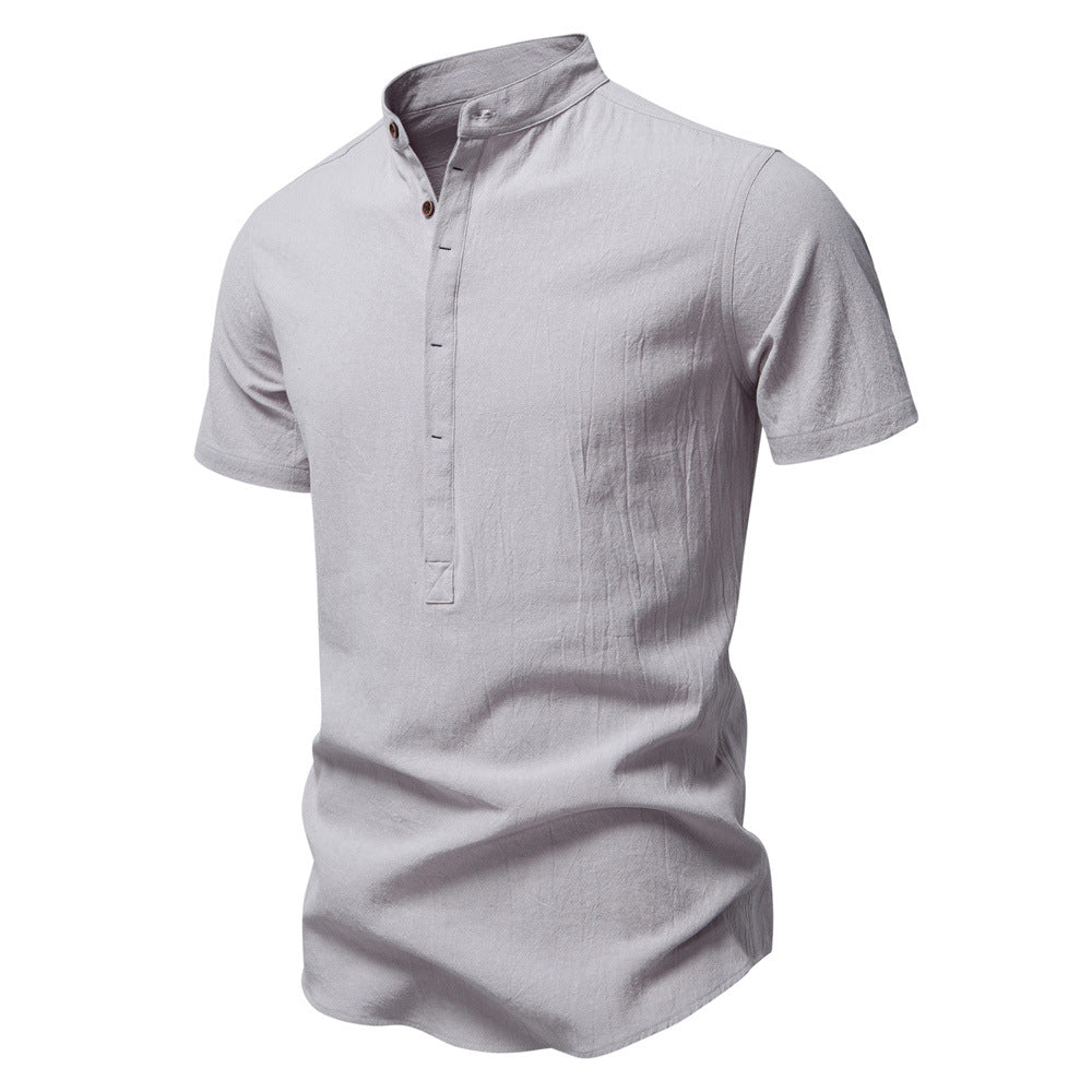 Men's Short Sleeve Shirt Modern Design Button Placket