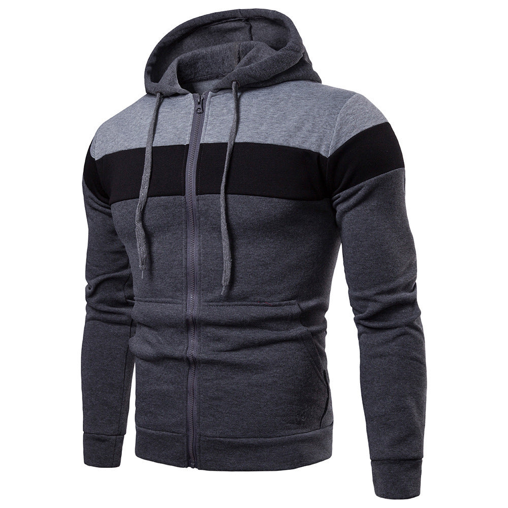 Men's Sports Jacket Color Block Design Hooded
