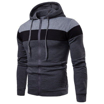 Men's Sports Jacket Color Block Design Hooded