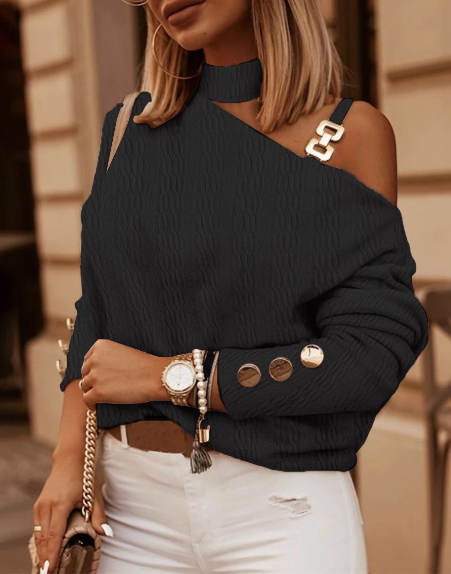Women's Asymmetrical Plain Elegant Pullover