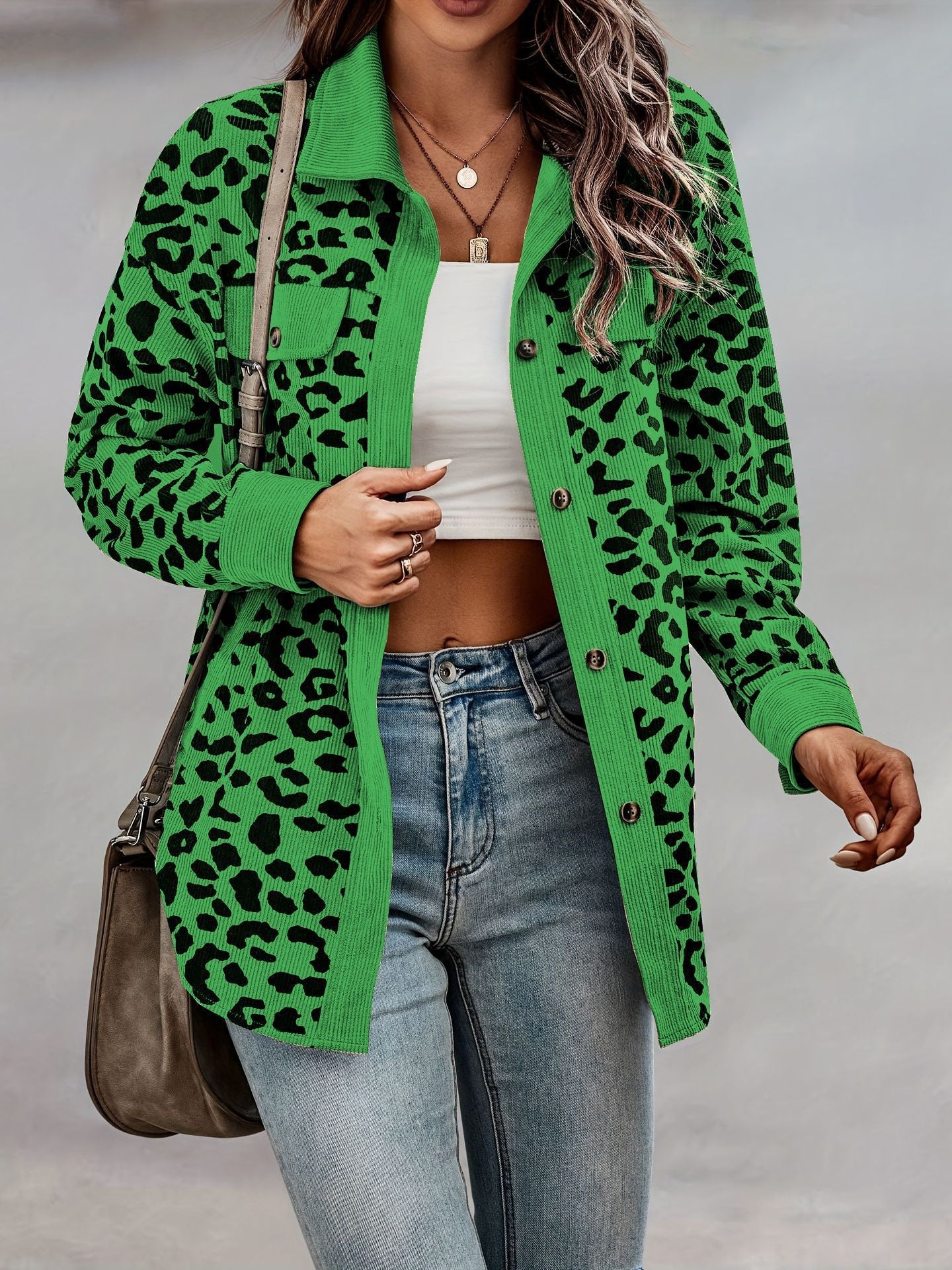 Women's Leopard Print Shirt Jacket Trendy Style