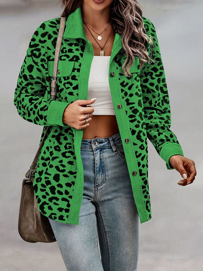 Women's Leopard Print Shirt Jacket Trendy Style