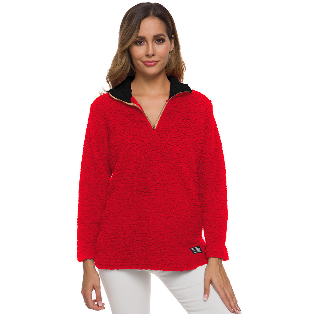 Women's Soft Fleece High-Neck Zipper Pullover
